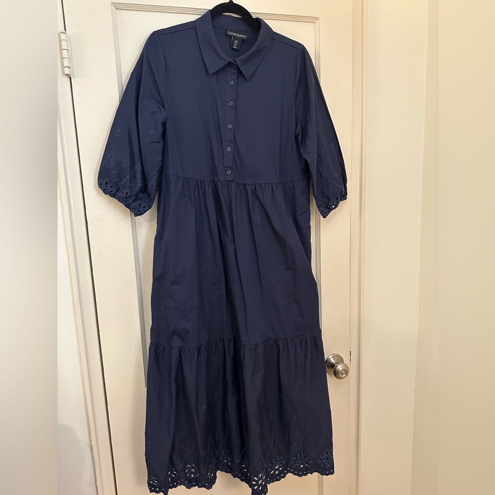 Cynthia Rowley Navy Shirt Dress - Pretty Eyelet Detail
